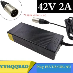 36V Charger 42V 2A lithium battery charger for 36V lithium battery pack with 4-Pin XLR Socket/connector