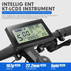 Ebike KT Dsiplay LCD3 Waterproof SM Plug 24V 36V 48V 52V 60V 72V Intelligent Controller for Electric Bike Conversion Kit