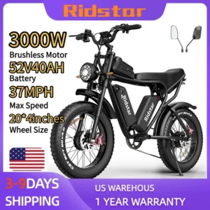 Ridstar Electric Bike for Adults 3000W 52V 40Ah Dual Battery Dual Motor 20" Fat Tire Mountain Urban Electric Bicycle Dirt Bike