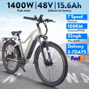 MTB EBike for Adults, 27.5 inch Electric Mountain Bicycle with Hidden Battery, 1400W Peak 48V Motor,15.6 ah Li-ion e bike