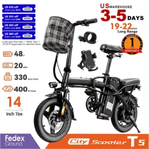 14inch Road Tires Cheap Bicimoto Electrica with Basket 48V 400W Folding Ebike Carbon Steel Lightweight Foldable Adult Brushless