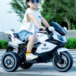 Kids Electric Motorcycle Ride-On Three-Wheel Toy Bike with LED Lights and Music, Remote Control, Strong Power, Anti-Tip Frame