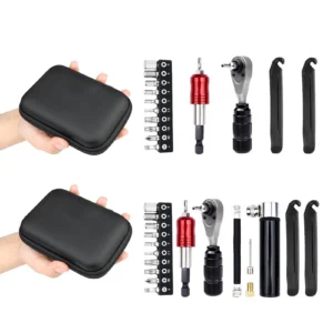 Bike Tire Repair Kit Set 72-Tooth Ratchet Wrench Multifunctional Bike Tools Kit with Storage Bag for Road Mountain Bike