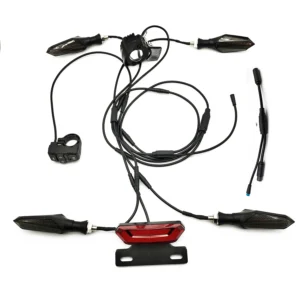 Electric Bicycle Waterproof Cable Light Set Front Rear Flashing Dynamic Turn Signals 24V 36V 48V 52V 60V For BAFANG KUNTENG