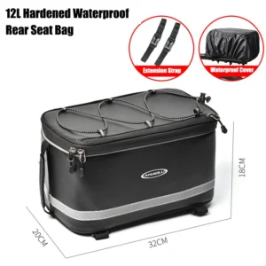 Large Capacity Bicycle Pannier Bag, Rear Rack Bag, Rear Seat Bag, Mountain Bike Tail Bag, Hard Shell with Reflective Strips