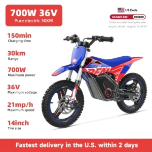 RFN Warrior Kids Electric Dirt Bike – 36V 500W Off-Road Motorcycle, 18.6 mph, 11.2 Mile Range, 3-Speed Ride for Ages 4-8