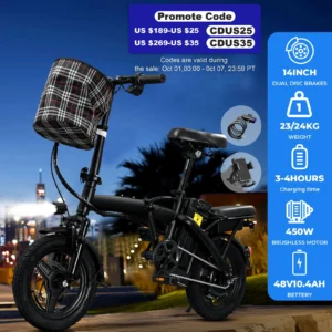 Adult Electric Bicycle 450W Brushless Motor,20 Mph Folding Electric Bicycle, Mini Electric Bicycle Motor For Adults And Teenager