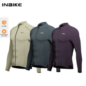 INBIKE Winter Men's Cycling Jersey Long Sleeve MTB Road Cycling Clothing Fleece Warm Full Zip Pocket Cycling Top