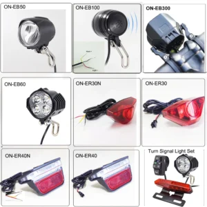 Ebike Light LED 36V 48V Electric Bike Headlight and Rear Light Also with Turn Signal Light Set