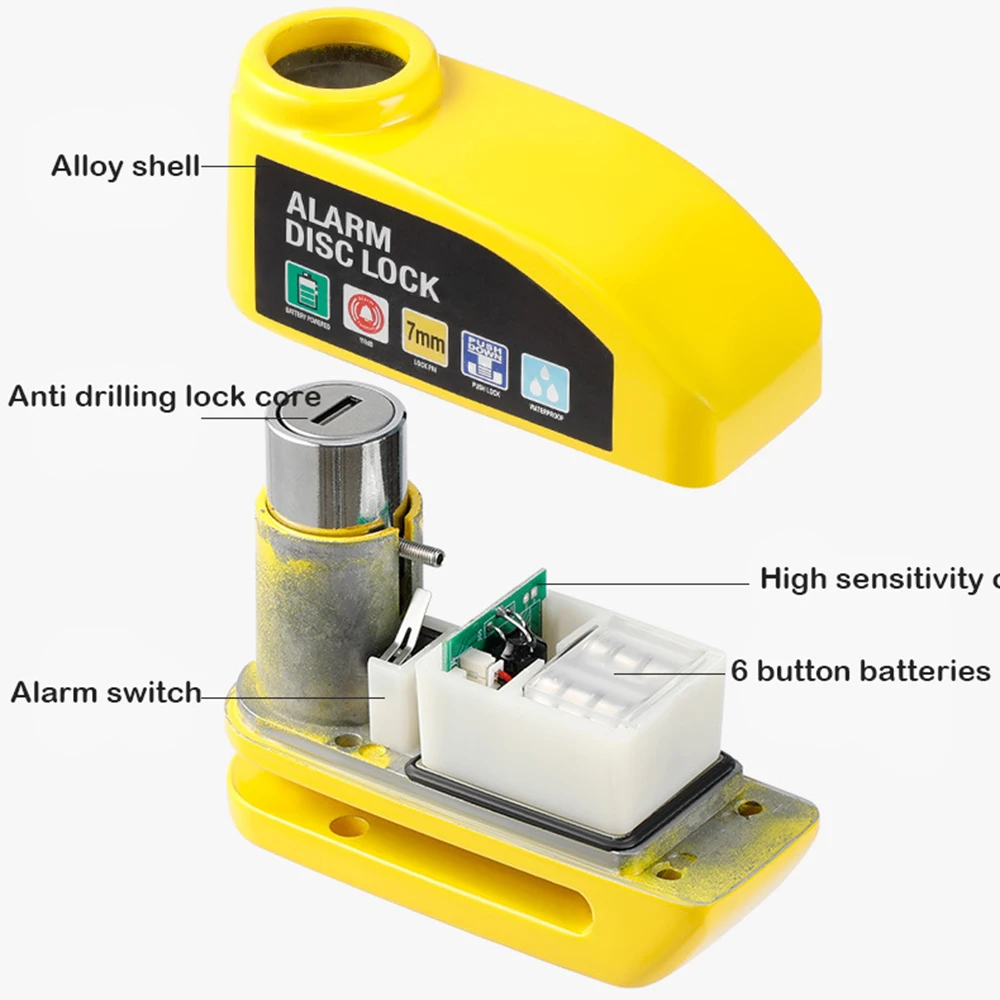 Motorcycle Waterproof Alarm Lock Bicycle DiscLock Lntelligent Controllable Alarm Disc Brake Lock Electric CarLock DiscBrake Lock - Image 4