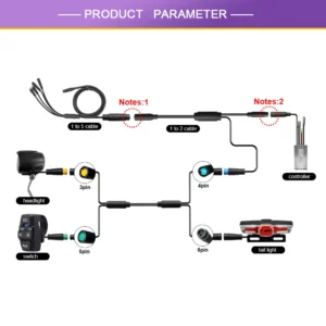 E-Bike light set with Waterproof plug，Headlight with Horn ，Tail Light with Rear Turn Signal Light,36V48V, QD139/DK15/D-05D SET