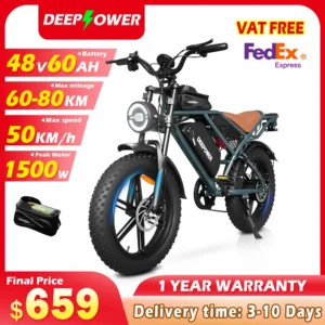 DEEPOWER QS7 Electric Bicycle 1500W Brushless Motor MTB Electric Bike 48V 60AH Lithium Battery Speed 50Km/h Adult Off Road Ebike