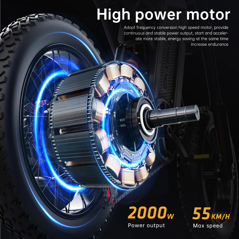 EKX X21 Adults Electric Bike 2000W 48V35AH 55km/h Samsung Battery Snow Electric Motorcycles 20“*4.0 Off Road Tyre Mountain Ebike - Image 3