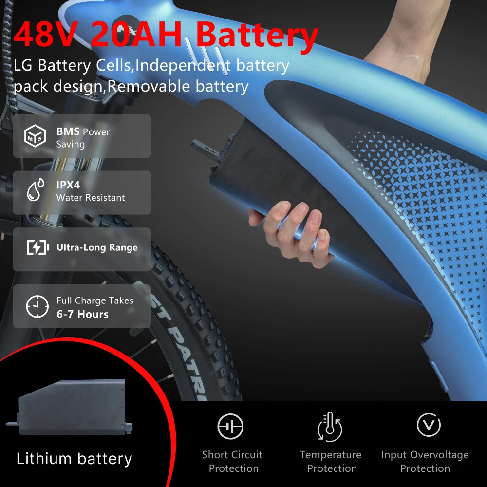 HX Q5 electric bike Adult Electric Bicycle 48V 20AH Off-Road electric bikes city e bike mountain Electric Bike electric bicycle - Image 4