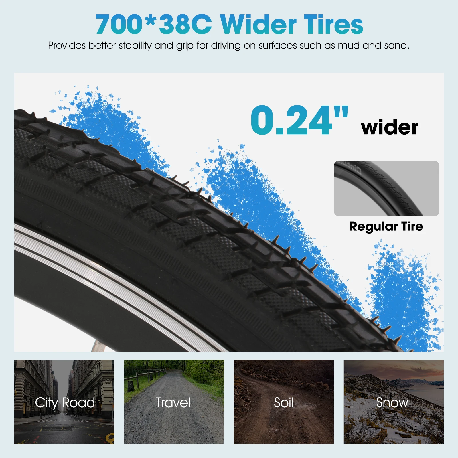 HILAND Adult electric road bike, detachable lithium battery, commuting electric bike,36V,7.8AH, 250W Motor,LCD Display, 20 MPH - Image 5